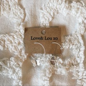 handmade silver butterfly hoops